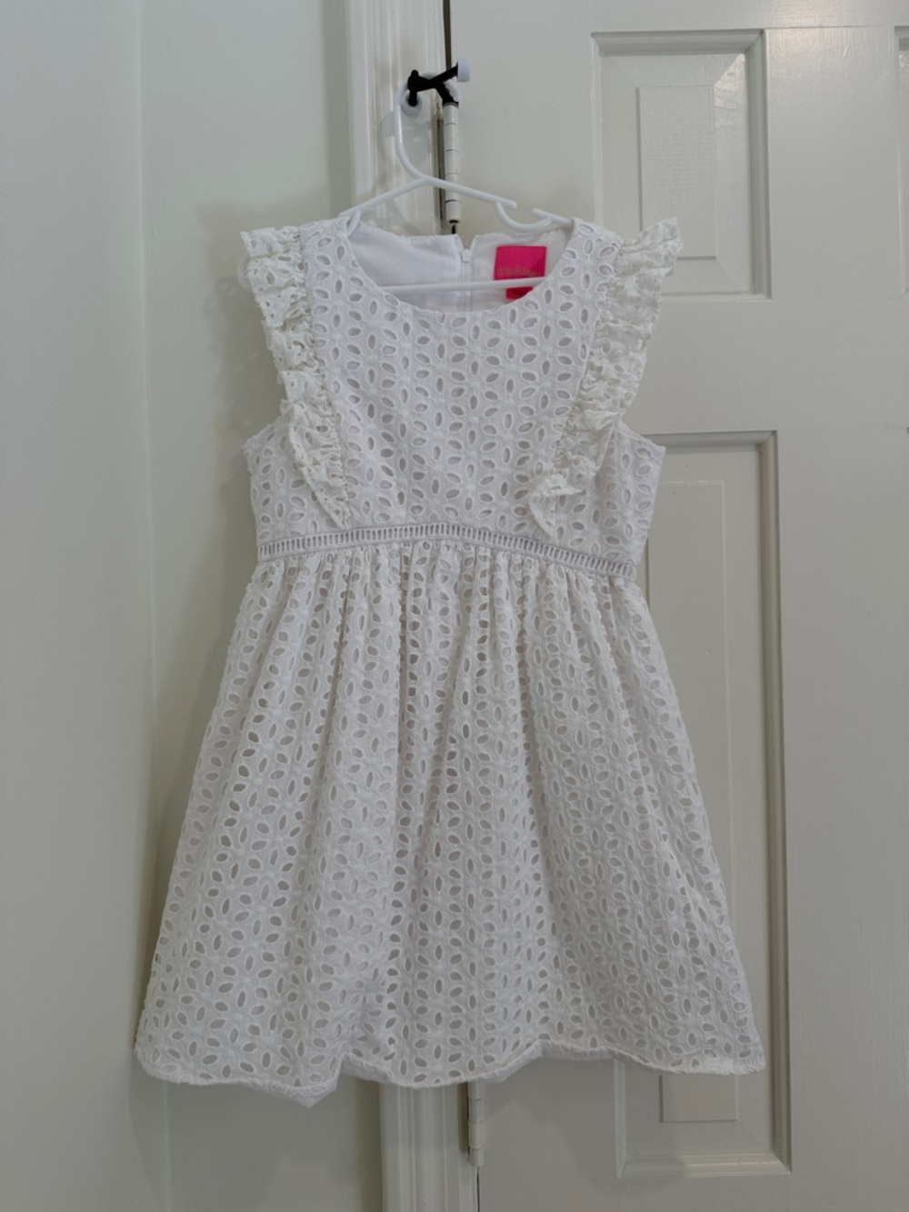 Lilly Pulitzer White Eyelet Ruffle-Shoulder Dress